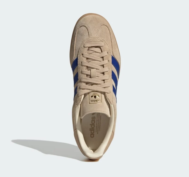 adidas Gazelle Sneakers – Beige & Royal Blue with Gum Sole