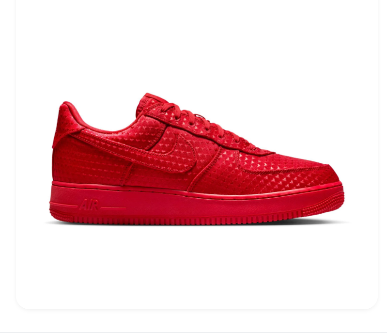 Nike Air Force 1 Low Sneakers - Red with Heart-Pattern Details