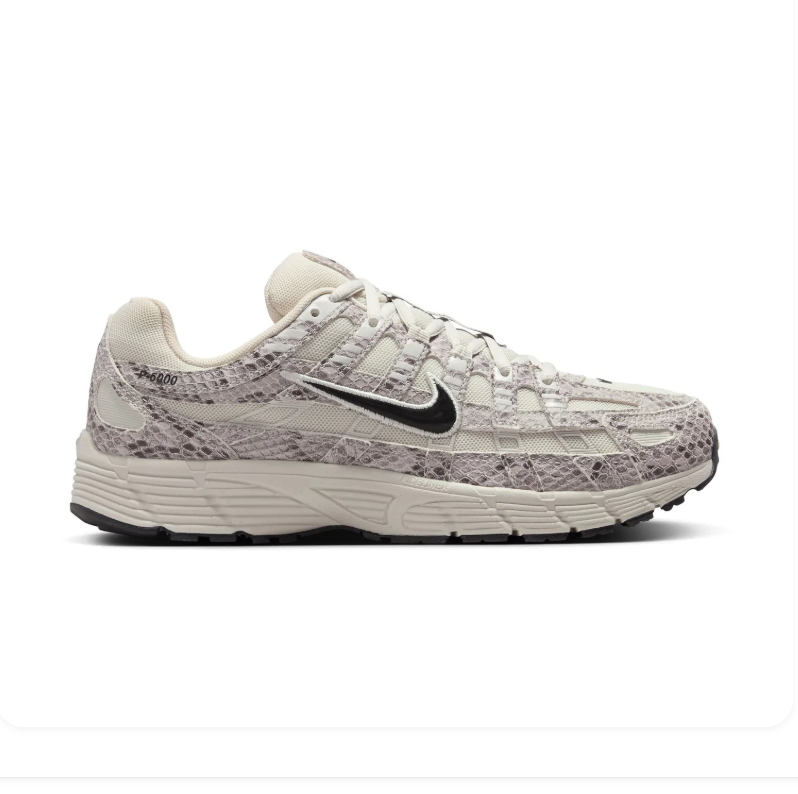 Nike P-6000 Sneakers - Cream & Gray Snakeskin Print