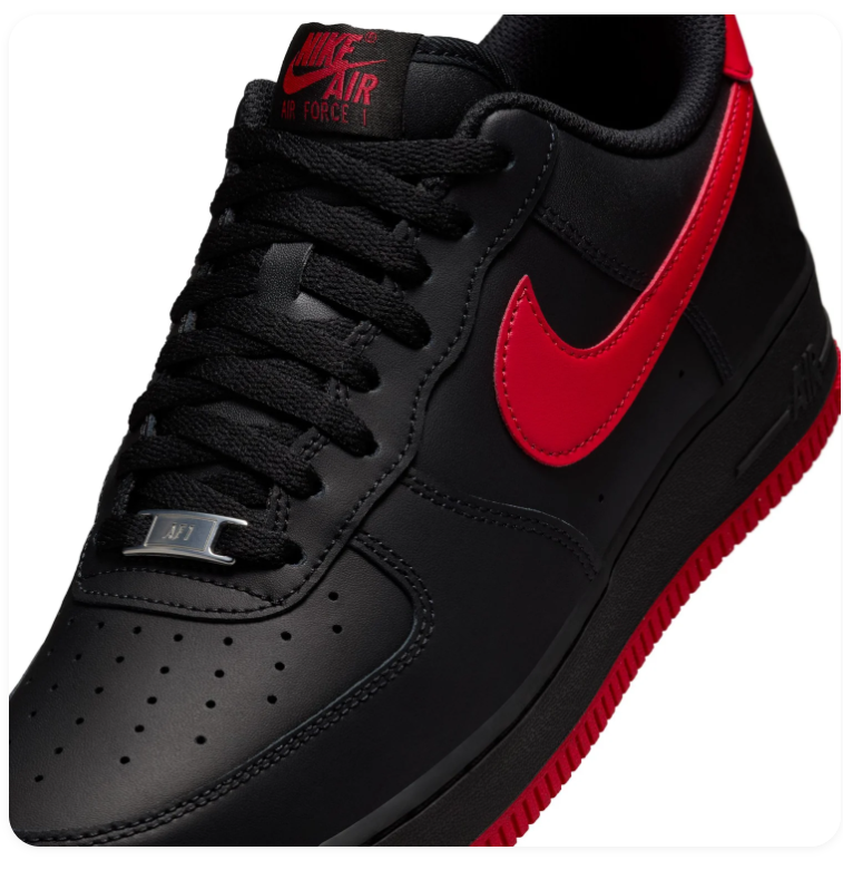 Nike Air Force 1 Low Sneakers - Black & Red