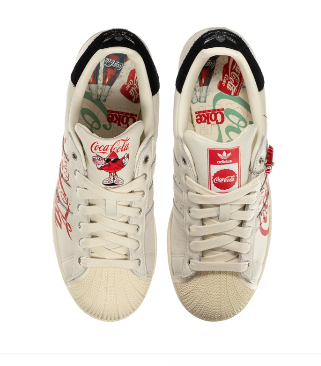 adidas Coca-Cola Graphic Shell-Toe Sneakers – Cream, Red & Black