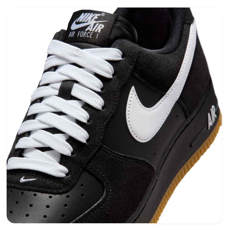 Nike Air Force 1 Low Sneakers - Black, White & Gum Brown