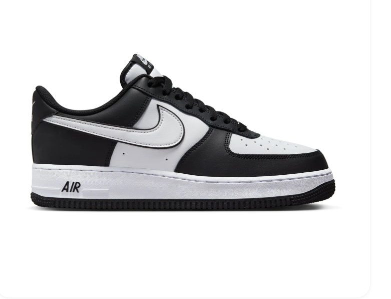 Nike Air Force 1 Low Sneakers - Black & White with Outlined Swooshes
