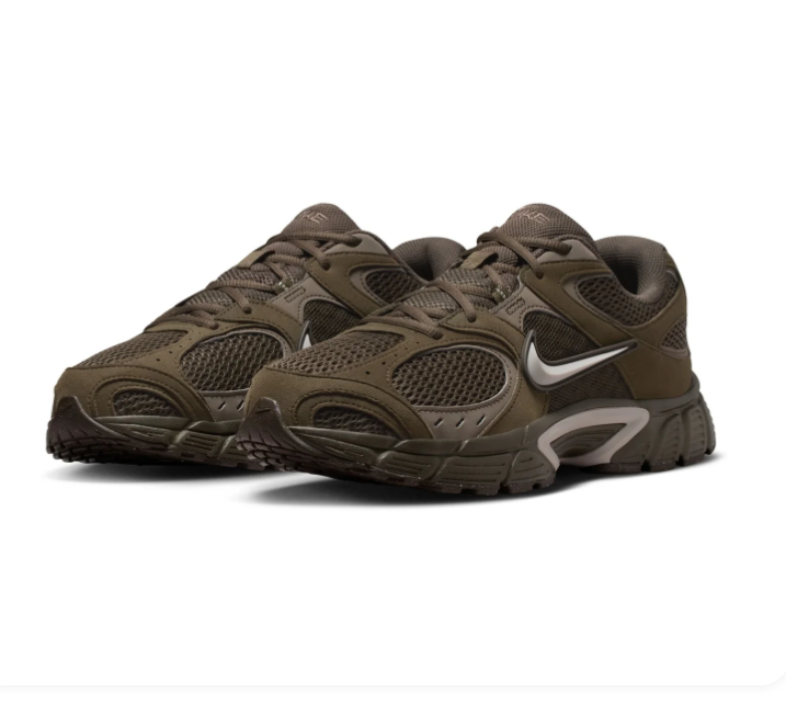 Nike Running-Style Sneakers - Dark Olive & Silver Gray