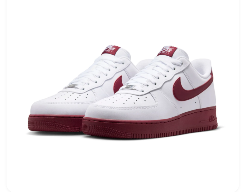 Nike Air Force 1 Low Sneakers - White & Burgundy