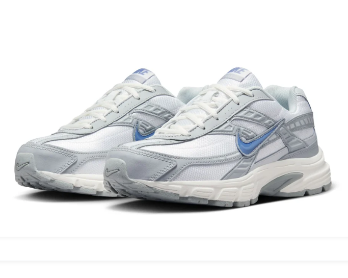 Nike Retro-Style Sneakers - White, Silver Gray & Blue