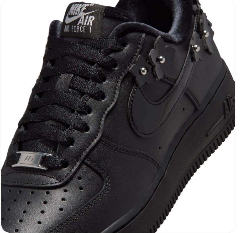 Nike Air Force 1 Low Sneakers - Black with Floral Details