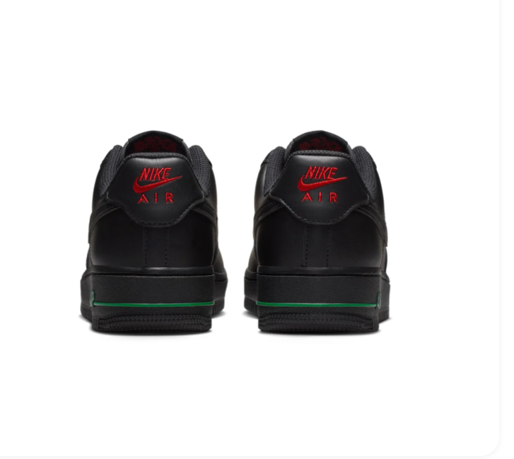 Nike Air Force 1 Low Sneakers - Black with Red Rose Details