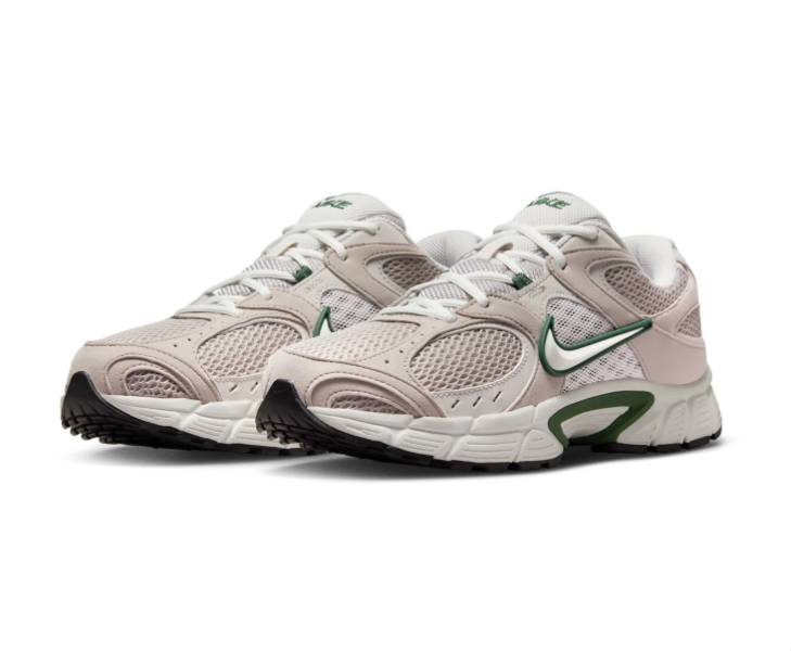 Nike Retro-Style Sneakers - Light Taupe, White & Forest Green