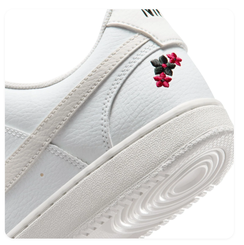 Nike Low-Top Sneakers - White & Cream with Floral Embroidery