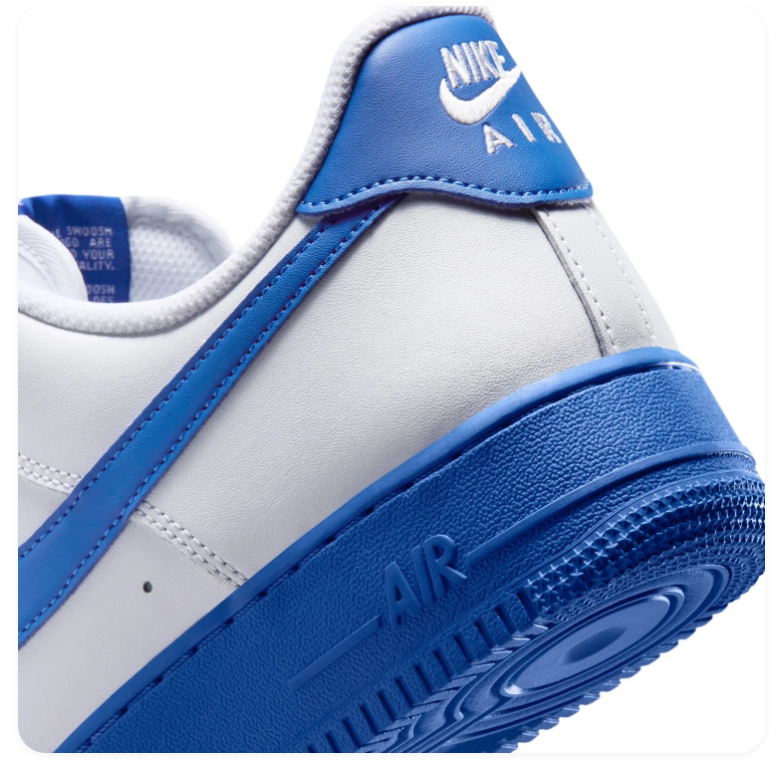 Nike Air Force 1 Low Sneakers - White with Royal Blue Soles
