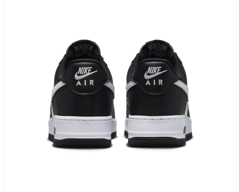 Nike Air Force 1 Low Sneakers - Black & White with Outlined Swooshes