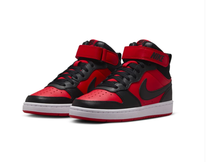 Nike Mid-Top Sneakers - Red, Black & White with Ankle Strap