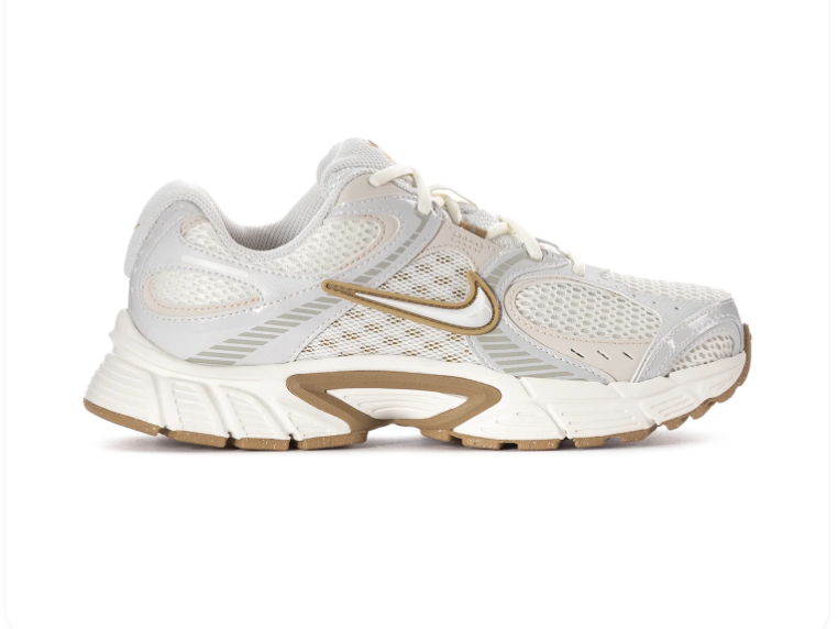 Nike Running-Style Sneakers - White, Silver Gray & Gold