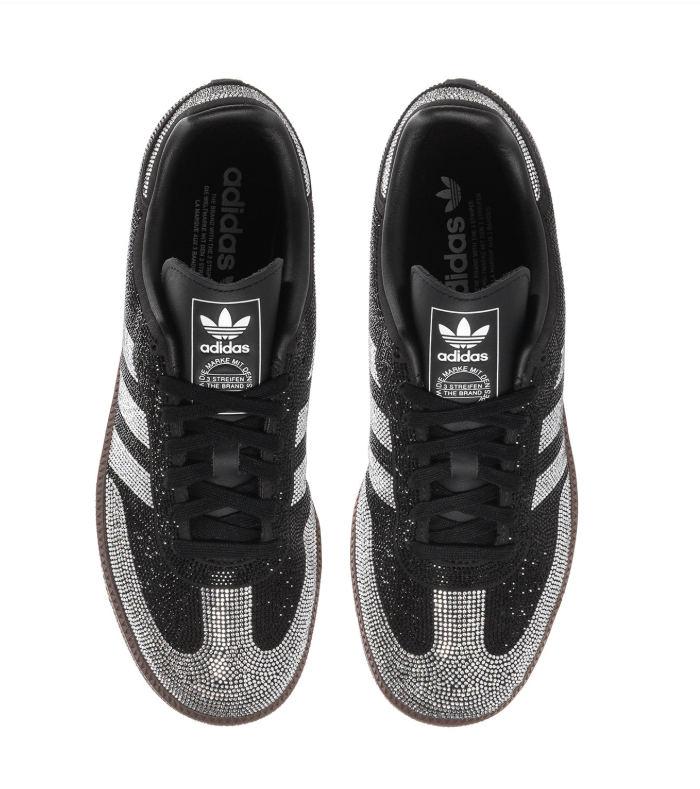 adidas Embellished Sneakers – Black & Silver with Brown Sole