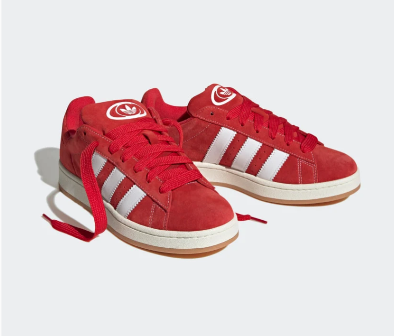 adidas Campus Sneakers – Red & White with Gum Outsole