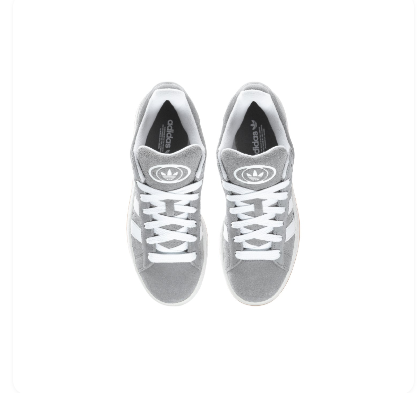 adidas Campus Sneakers – Grey & White with Gum Outsole