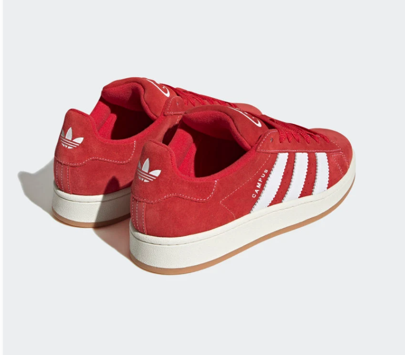 adidas Campus Sneakers – Red & White with Gum Outsole