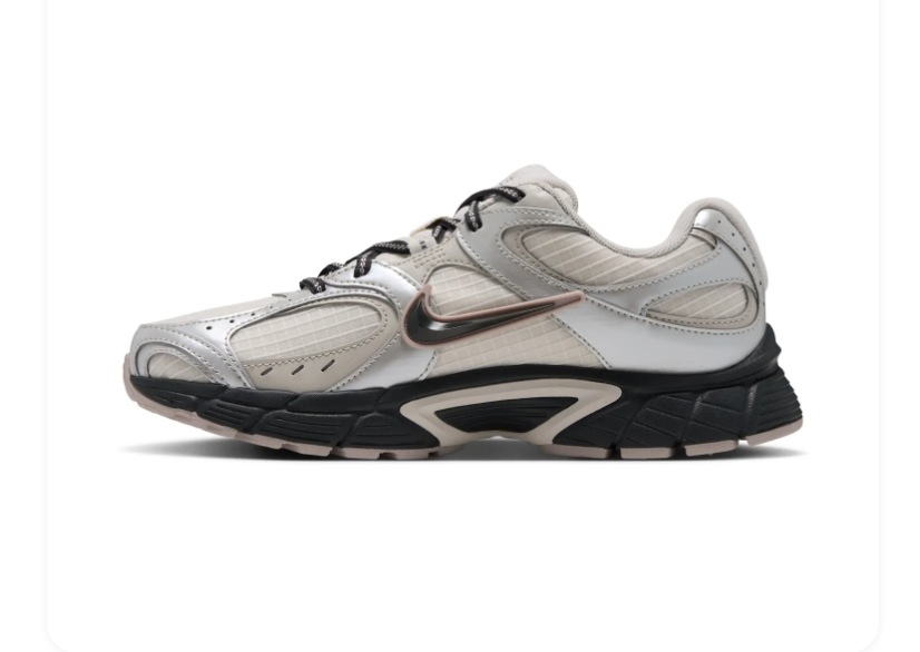 Nike Running-Style Sneakers - Cream, Silver Gray & Black