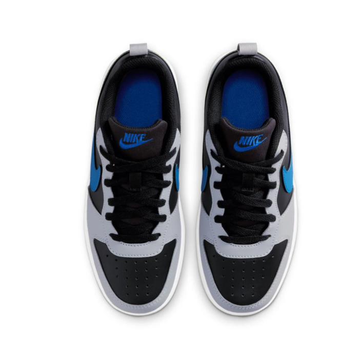 Nike Low-Top Sneakers - Black & Gray with Blue-to-Yellow Swooshes