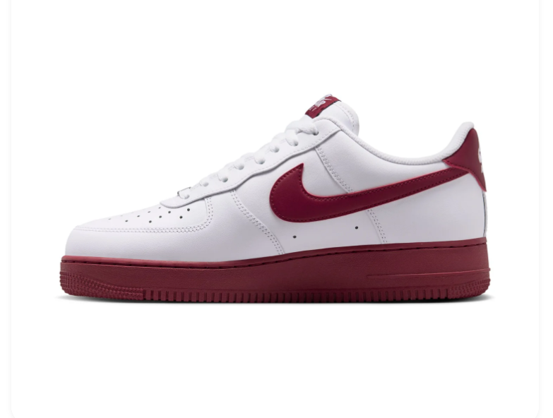 Nike Air Force 1 Low Sneakers - White & Burgundy