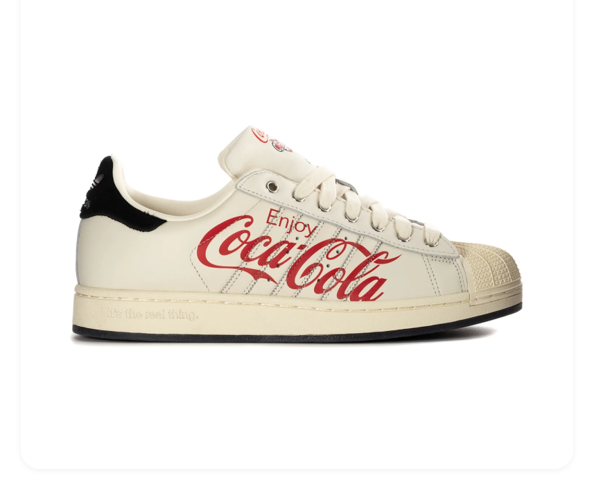 adidas Coca-Cola Graphic Shell-Toe Sneakers – Cream, Red & Black