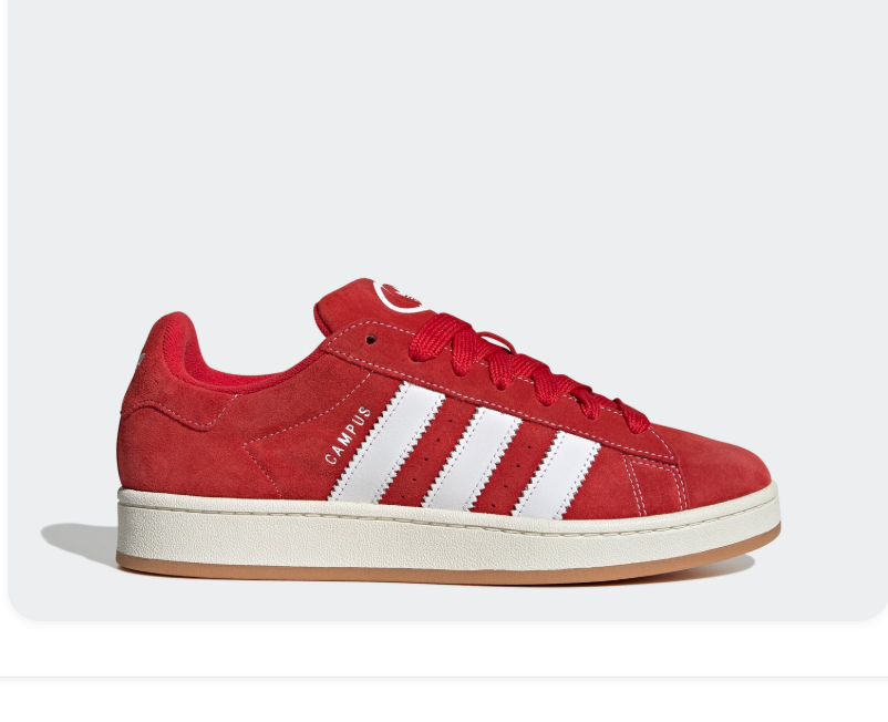 adidas Campus Sneakers – Red & White with Gum Outsole