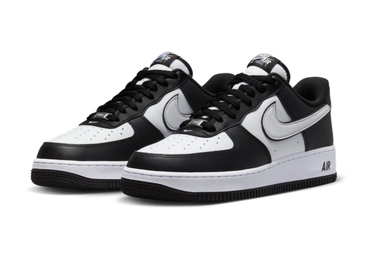 Nike Air Force 1 Low Sneakers - Black & White with Outlined Swooshes