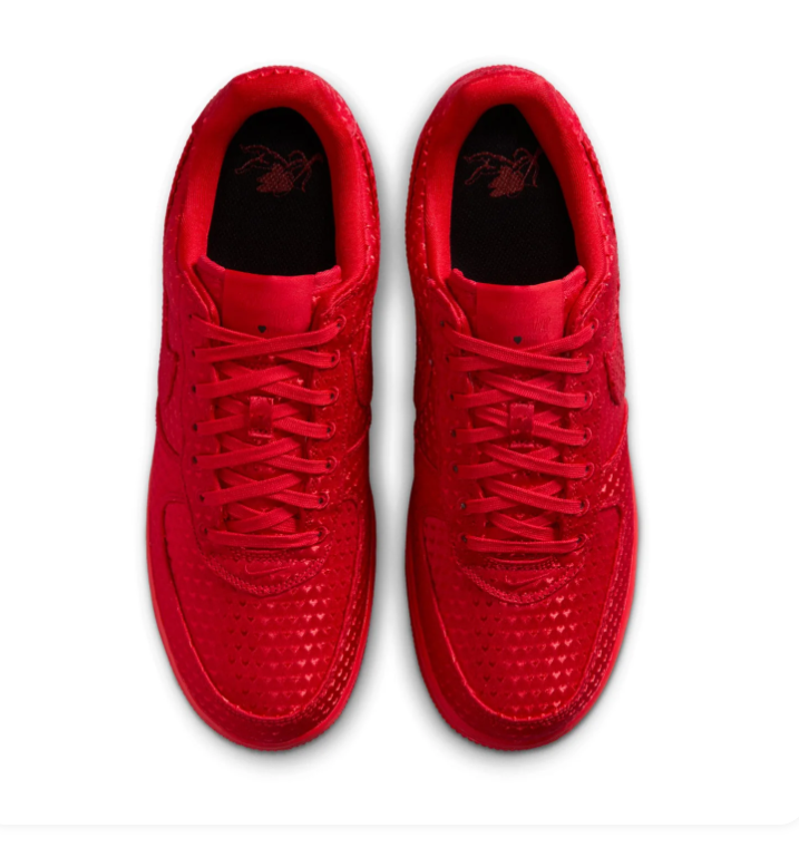 Nike Air Force 1 Low Sneakers - Red with Heart-Pattern Details