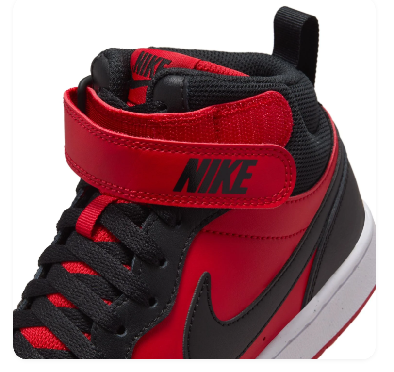 Nike Mid-Top Sneakers - Red, Black & White with Ankle Strap