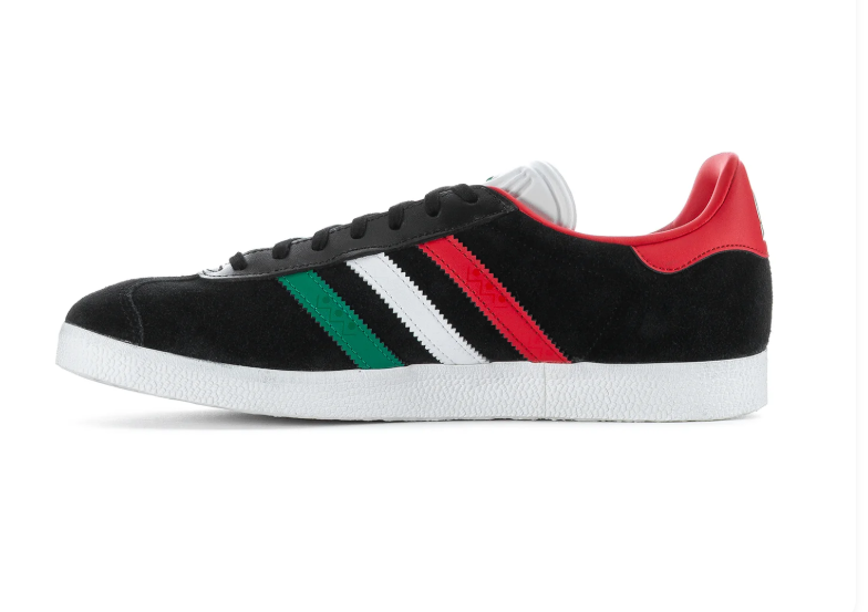 adidas Gazelle Sneakers – Black with Mexico-Inspired Stripes