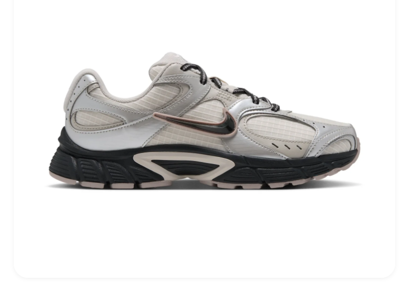 Nike Running-Style Sneakers - Cream, Silver Gray & Black