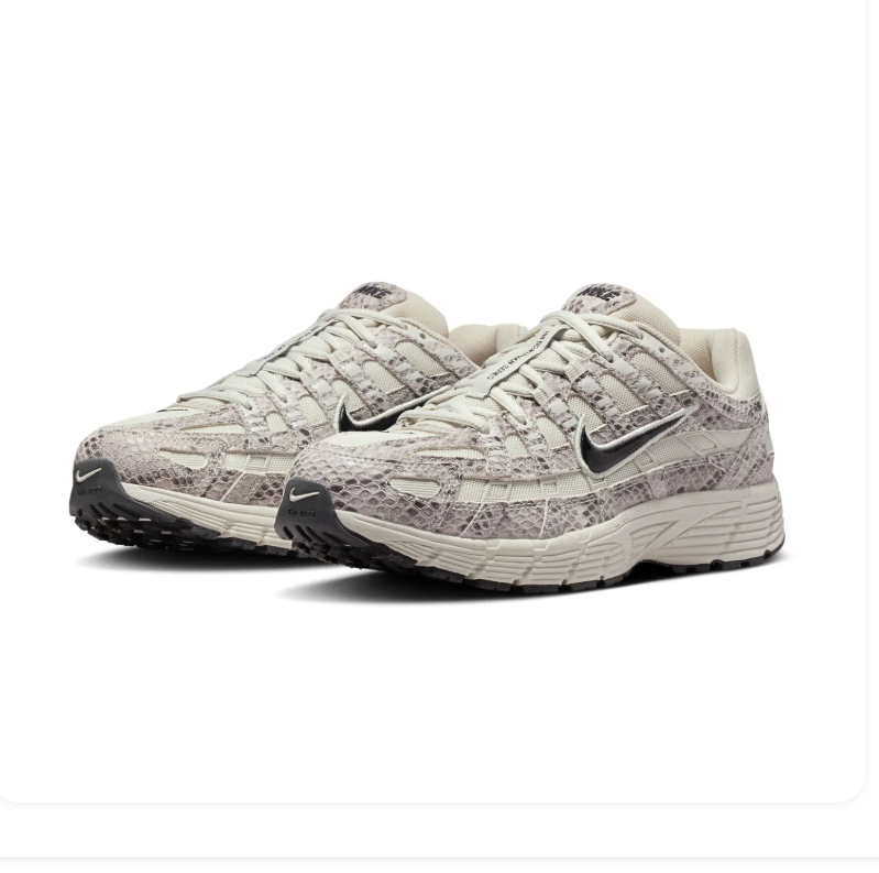 Nike P-6000 Sneakers - Cream & Gray Snakeskin Print