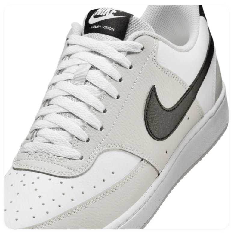 Nike Court Vision Low Sneakers - White, Light Gray & Black
