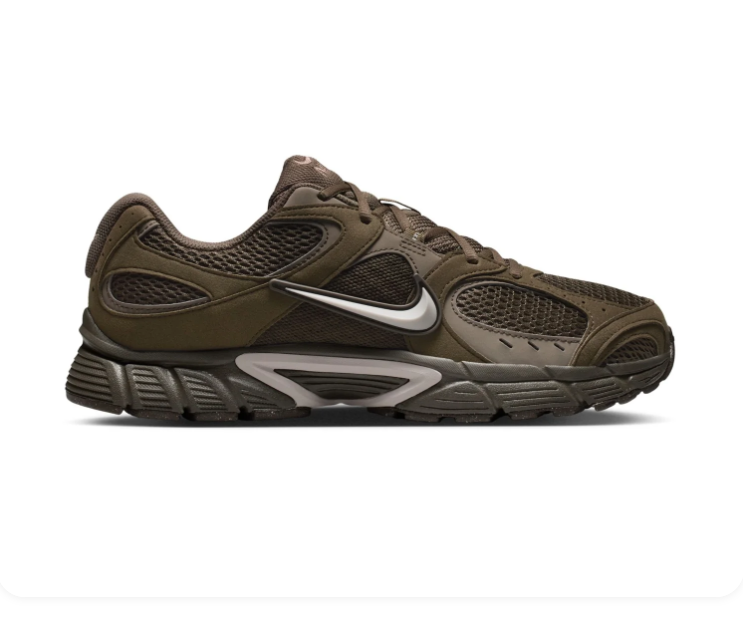 Nike Running-Style Sneakers - Dark Olive & Silver Gray