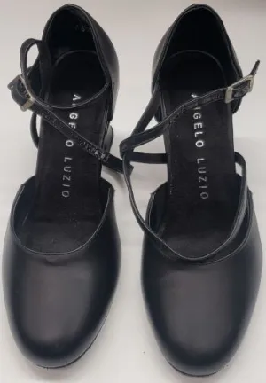 2.5" Sarah II -- X-Strap Closed Toe Ballroom Shoe -- Black