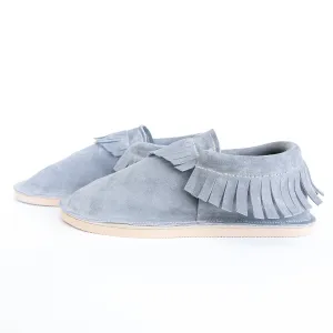 Adult Moccasin - Classic Fringe - Storm Cloud Suede