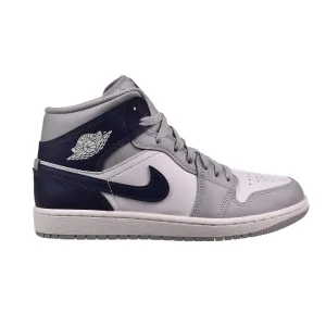 Air Jordan 1 Mid Men's Shoes White-Wolf Gray-Midnight Navy