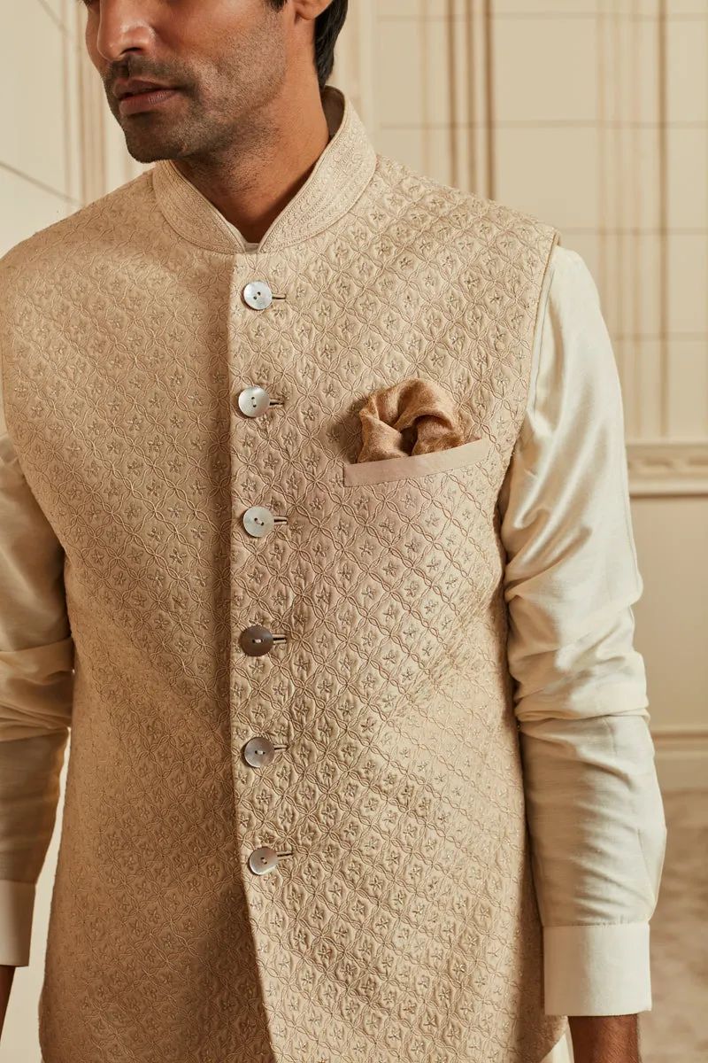 Beige Quilted Bundi