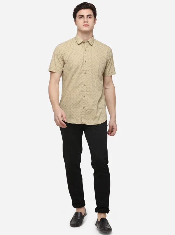 Beige Smart Fit Printed Casual Shirt | Greenfibre