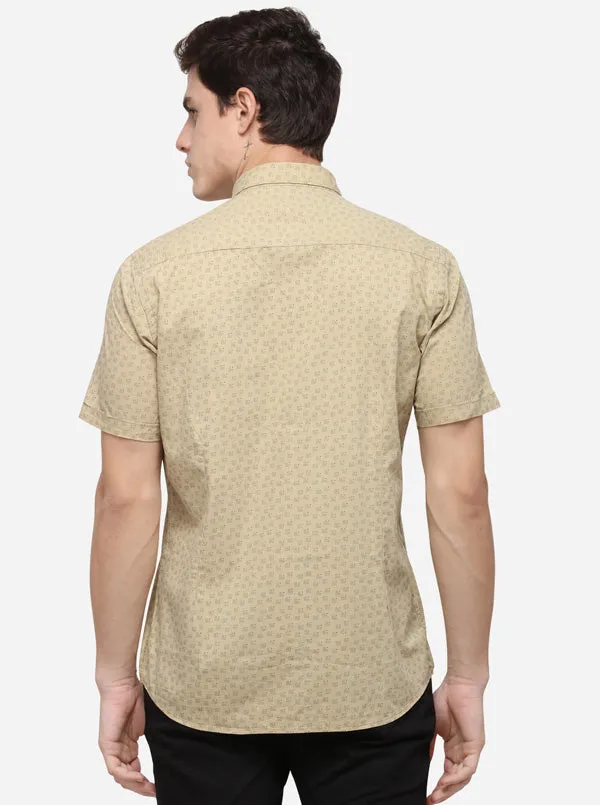 Beige Smart Fit Printed Casual Shirt | Greenfibre