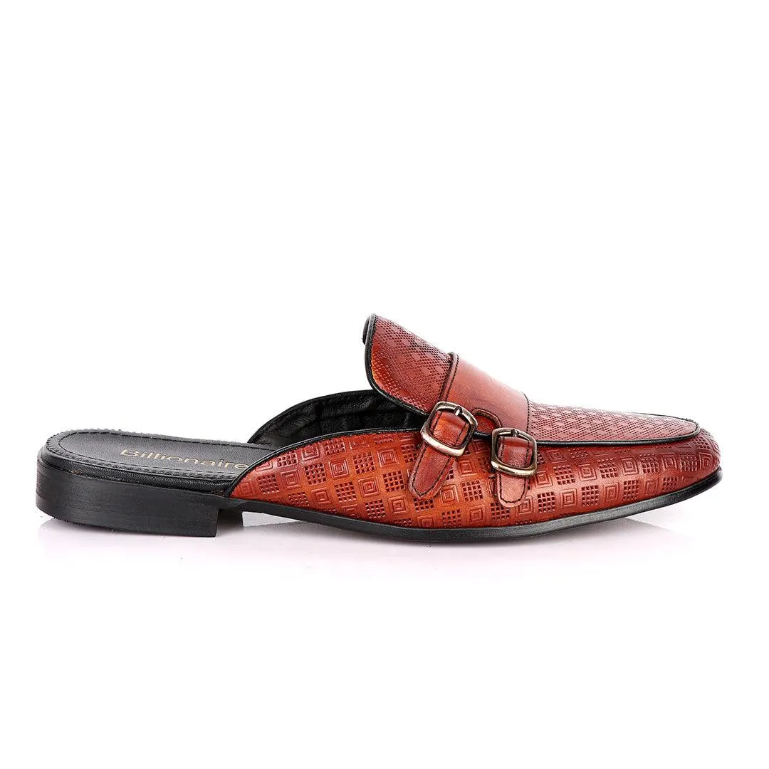 Billionaire Dotted Double Strap Brown Mole Leather Shoe