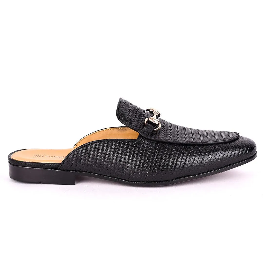 Billy Garrison Exquisite Leather With Classic Gold Chain Men's Half Shoe- Black