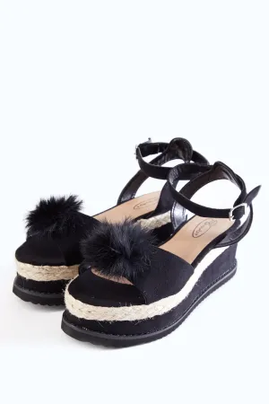 Black Pom Pom Espadrilles