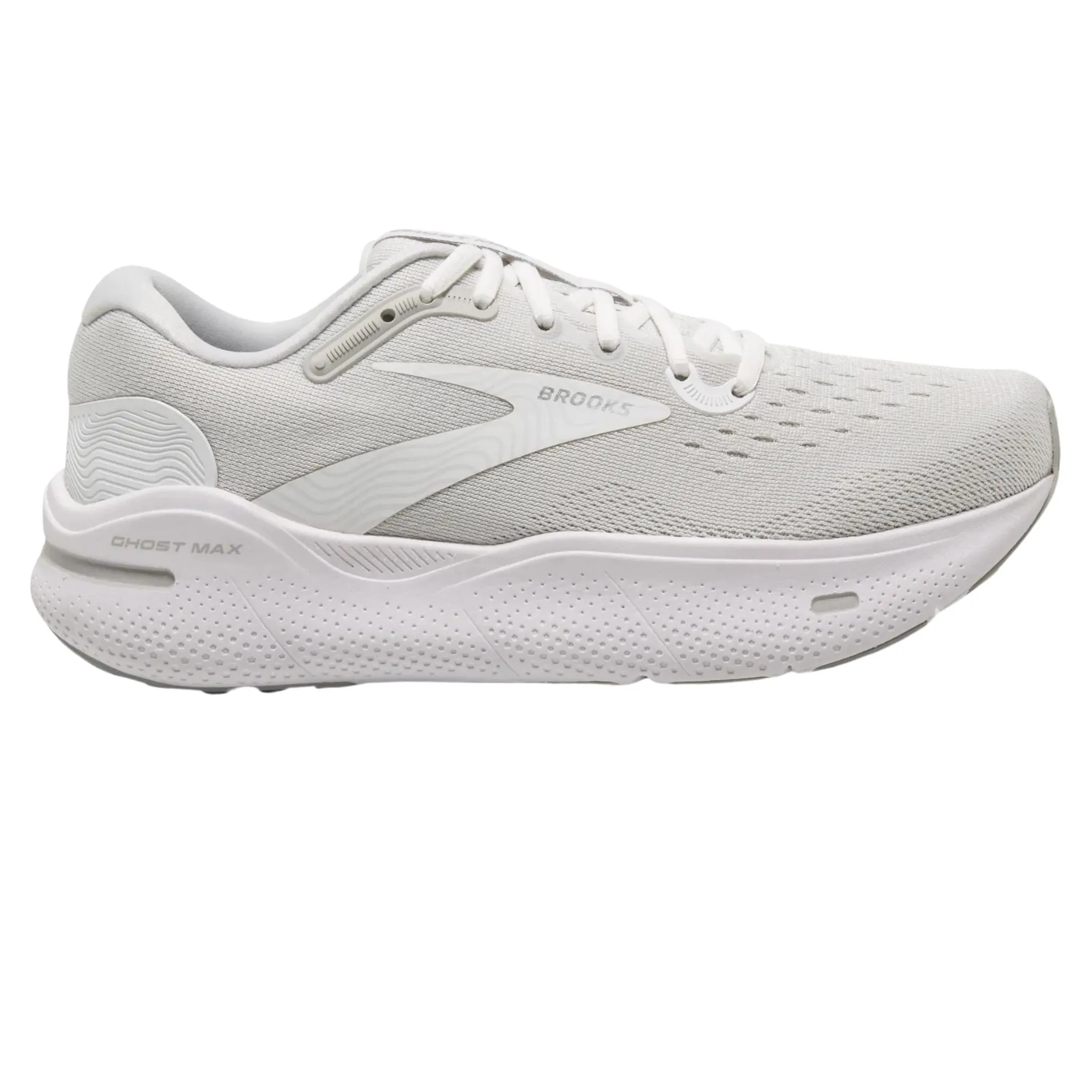 Brooks Women's 120395 124 Ghost Max White Oyster Metallic Silver Cushion Neutral Running Shoes