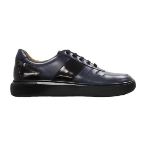 Donatello Duke Men's Shoes Blue & Black Calf-Skin Leather Casual Sneakers (DON1002)