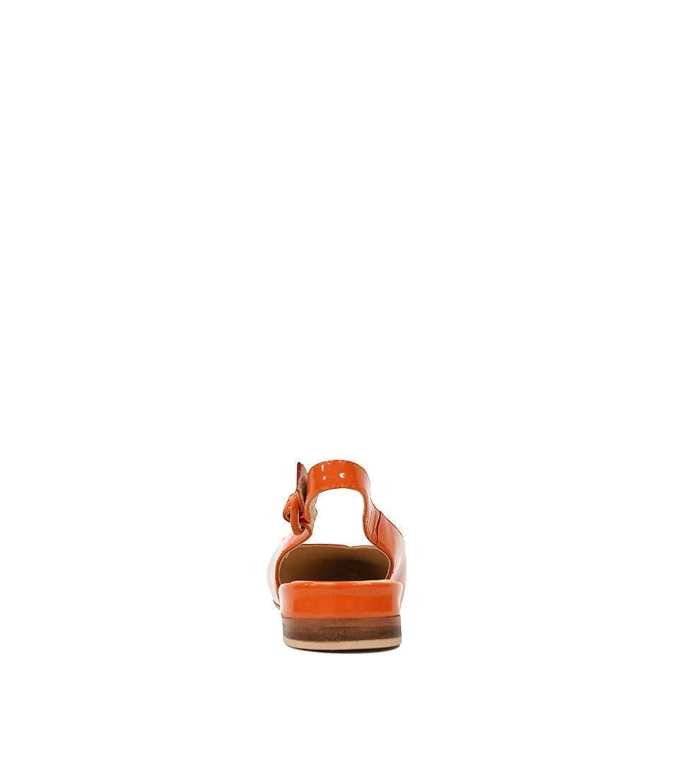 Fairy Orange Patent Leather Slingback Flats