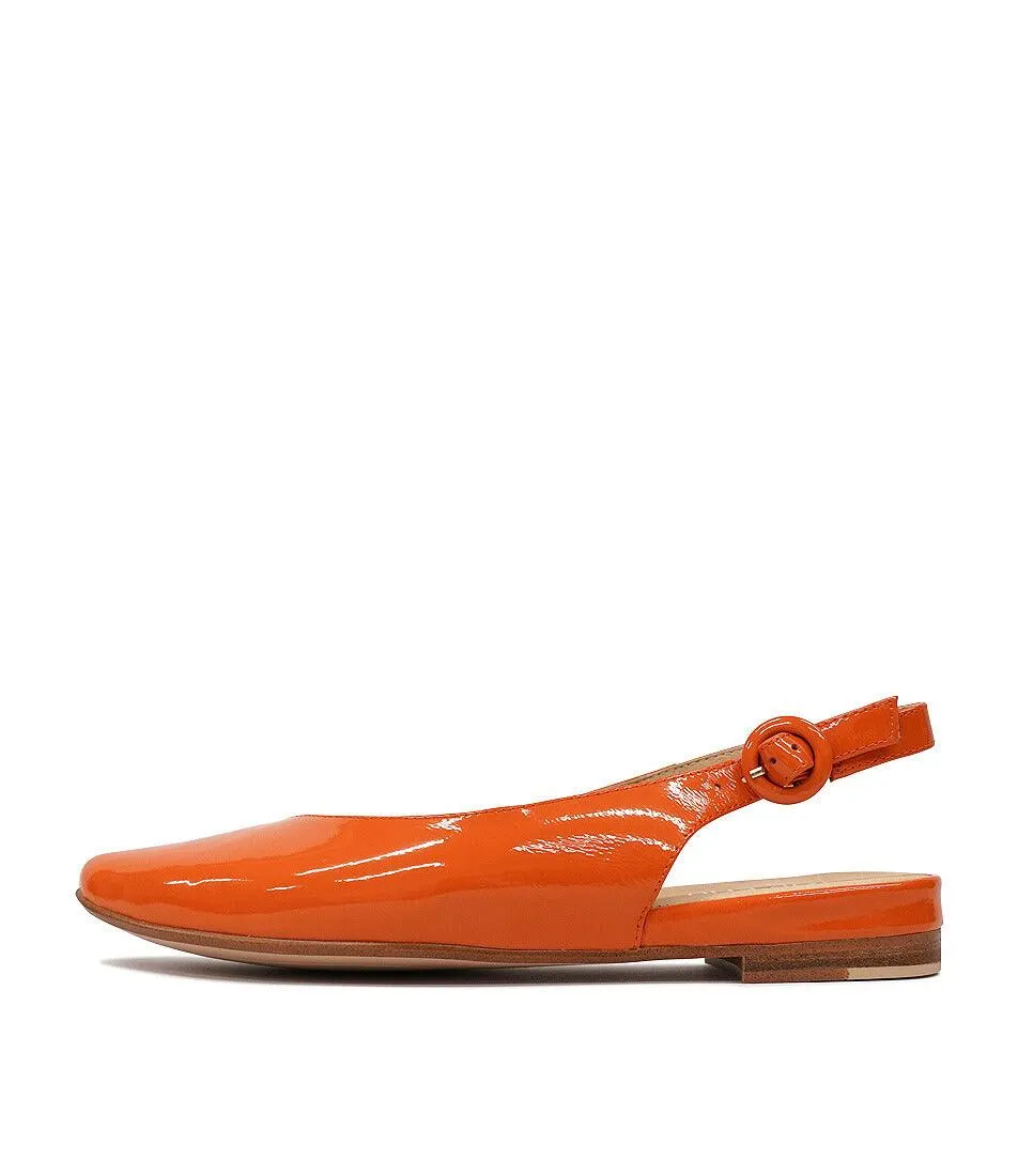 Fairy Orange Patent Leather Slingback Flats