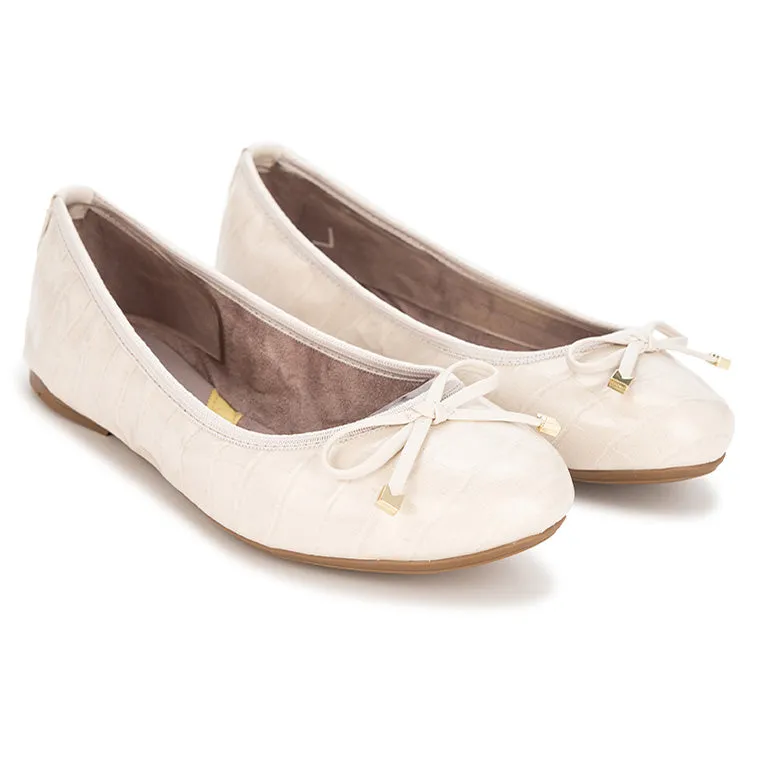 FRANKIE Ballet Flat Shoes - Beige Croc