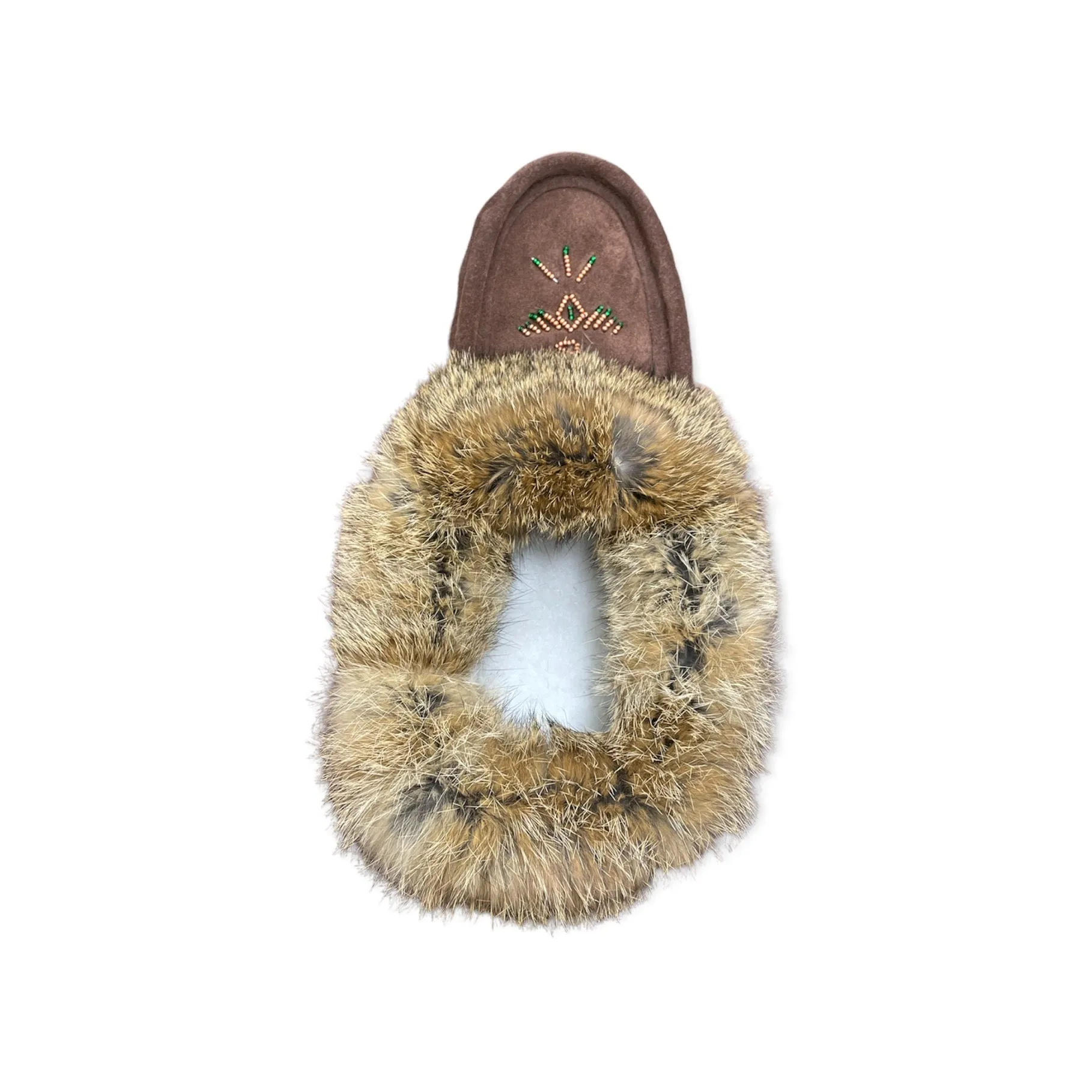 Fur Moccasin with Sole - Chocolate Suede